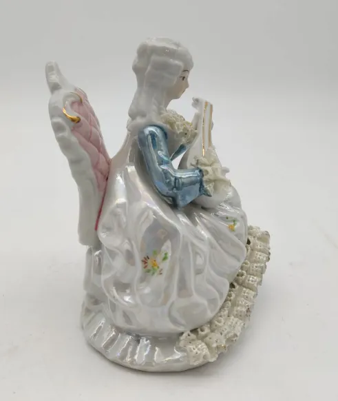Porzellanfigur - Frau mit Renaissance Gitarre – Bild 3