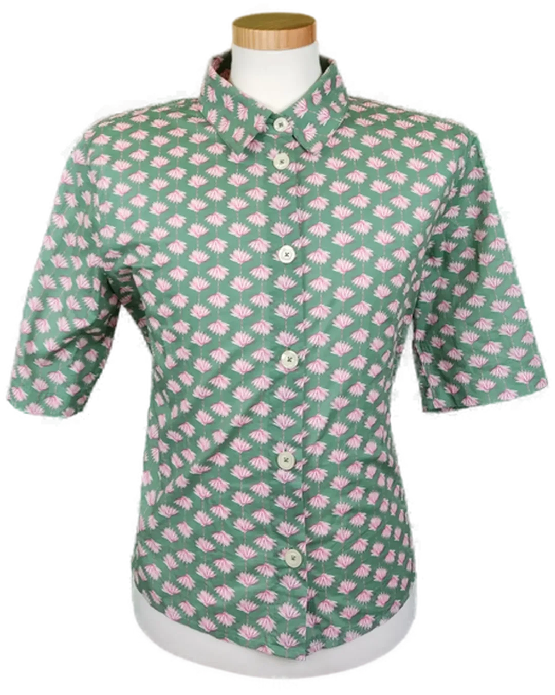 United Colors of Benetton Herren Kurzarmhemd grün mit Löwenzahnmuster Gr. XL - Bild 1