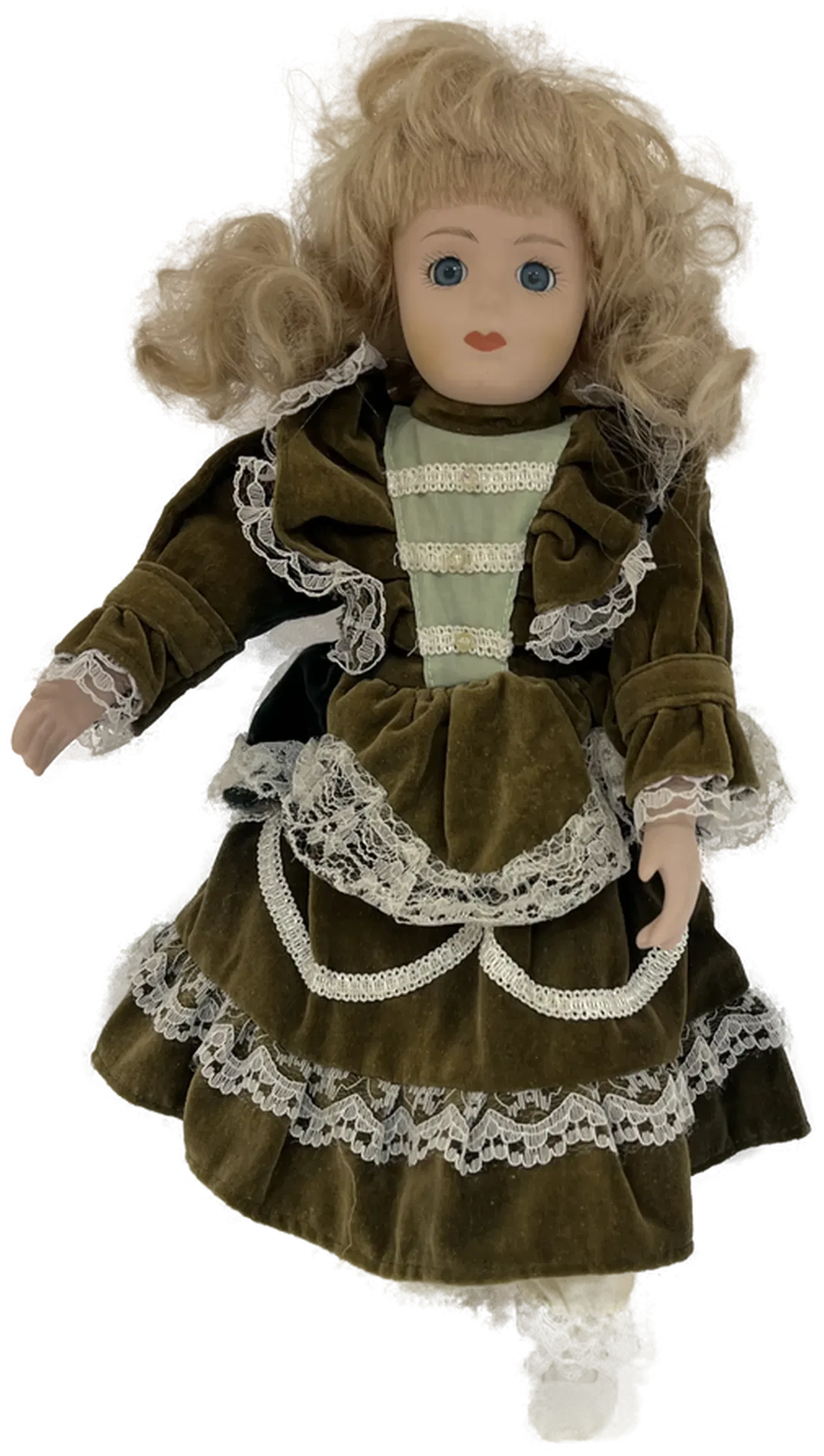 Porzellan Sammelpuppe grünes Kleid 37 cm - Bild 1