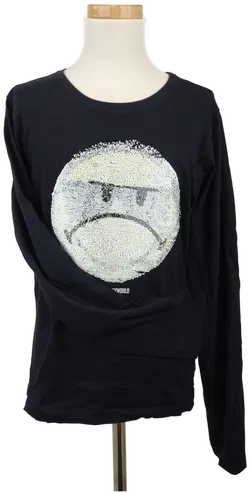 H&M Kinderlangarmshirt schwarz mit Smiley Aufdruck - Gr.158/164 - Bild 2