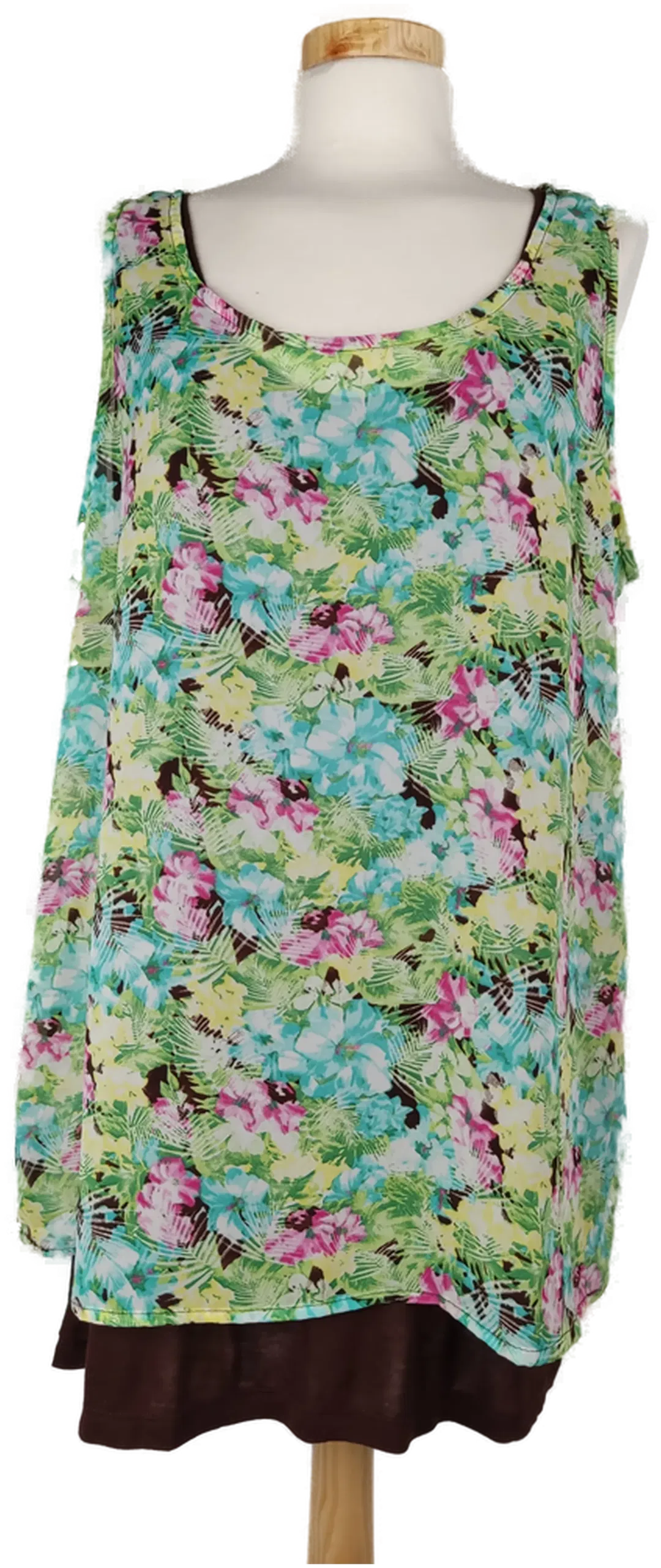 Damen Shirt bunt geblümt mit braunem Untershirt - Gr. 38/40 o. M - Bild 1