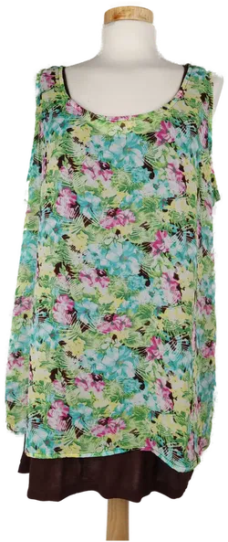 Damen Shirt bunt geblümt mit braunem Untershirt - Gr. 38/40 o. M - Bild 1