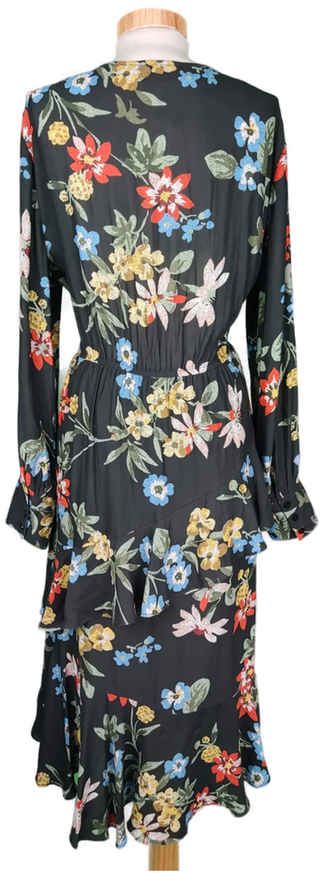 Yessica Damen Wickelkleid schwarz/bunt geblümt - XL/44 – Bild 2
