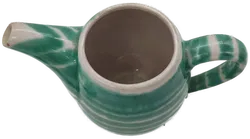 Gmundner Keramik Krug mit Deckel in grün-geflammt, Höhe 20cm - Bild 3