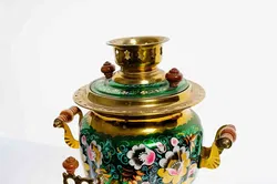 Russischer Samowar Messing handbemalt ca. 33 cm - Bild 2