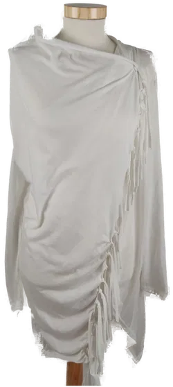 Weißes Damen Langarm Shirt mit Fransen, Gr. S - Bild 1