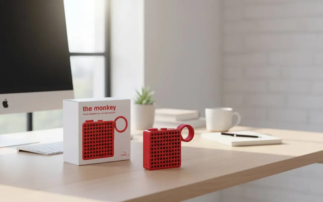 Palomar The Monkey Bluetooth & FM-Radio Lautsprecher | Wasserdicht | Rot | 3W | Design Award 2018 – Bild 3