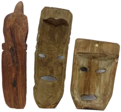 Afrikanische Holzmasken geschnitzt 3 Stück - Bild 2