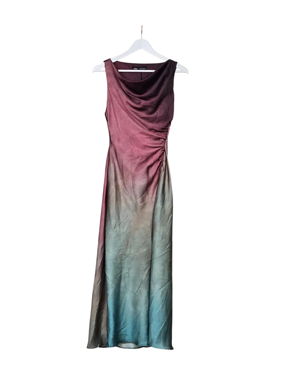 ZARA Damen Maxikleid, bordeaux/grün - XS / 34  - Bild 1