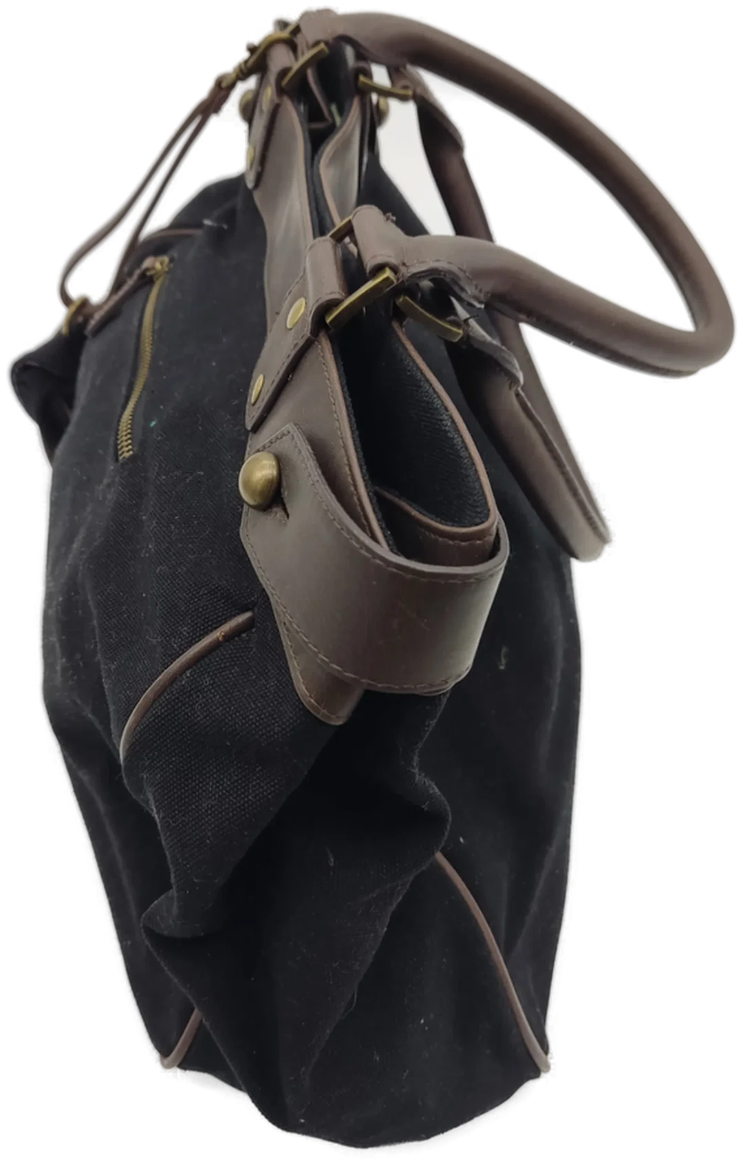 Tasche schwarz/braun mit Griffen und Magnetverschluss, Größe ca. 42 x 32 x 15 cm – Bild 3