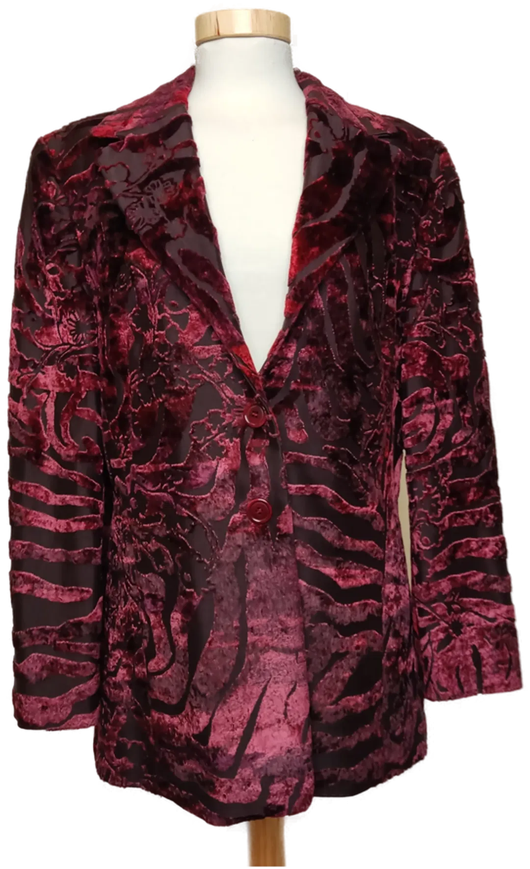 Betty Barclay Damen Samtblazer rot schwarz Gr. 38 vintage - Bild 1