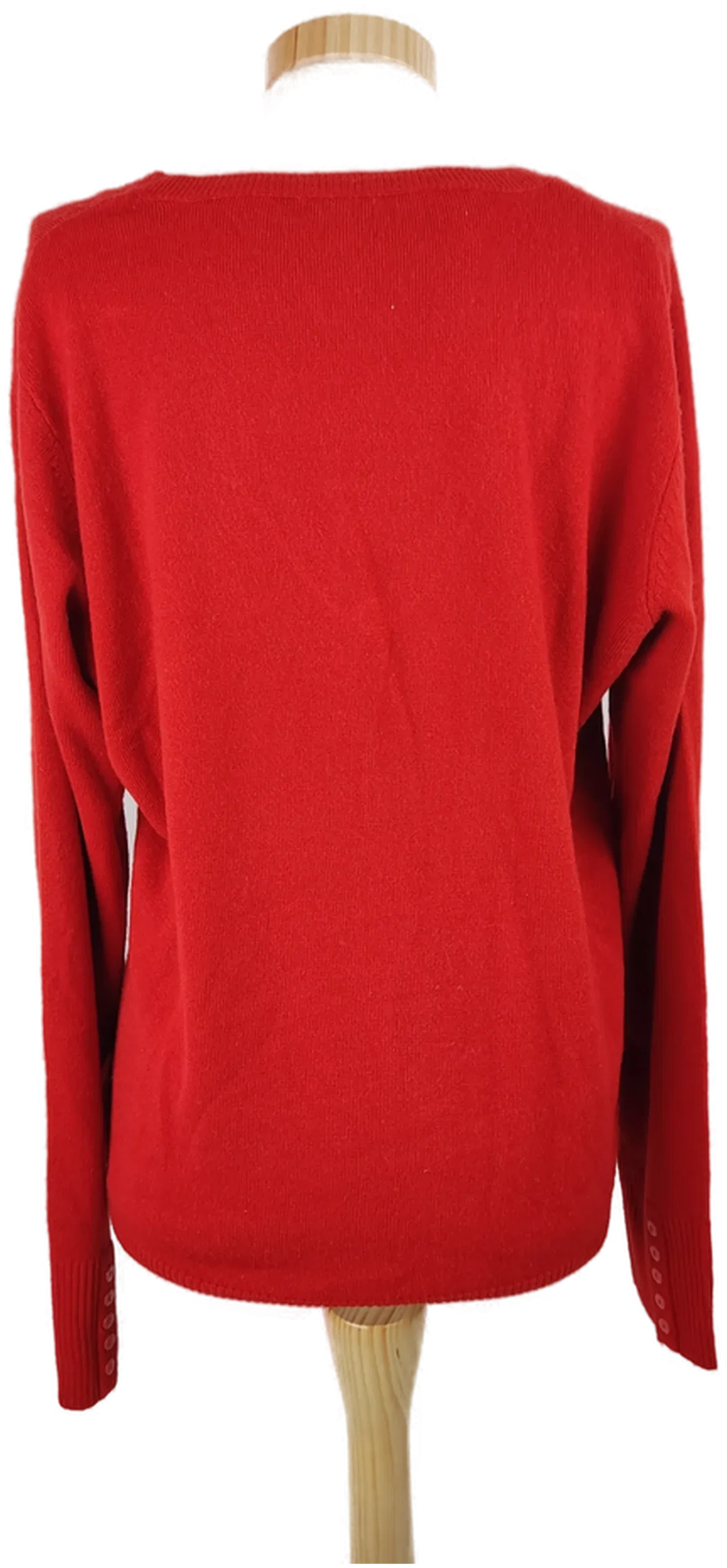 Pullover "TCM", langarm mit V-Ausschnitt, gestrickt, rotorange, Größe 46 – Bild 3