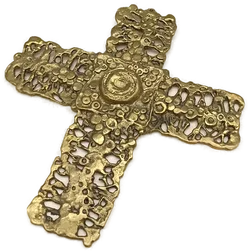 Vintage Wandkreuz aus Messingguss von Sepp Schmölzer