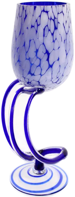 Handgefertigtes Weinglas aus Kunstglas, blau-weiß, Höhe ca. 25 cm, Unikat - Bild 1