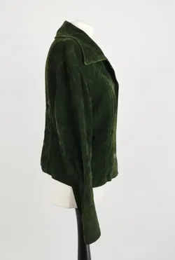 Grüner Trachtenmantel - ca. S/M, Kunstleder & Seide als Futter - Bild 2