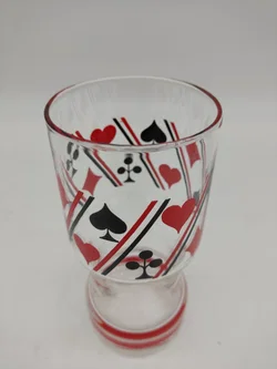 5x Vintage Trinkgläser mit Spielkarten Muster - Bild 5