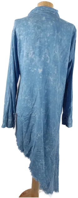 Asymmetrisches Langes Damenkleid in Jeansoptik, Langarm mit Aufnähern, Gr. L - Bild 2