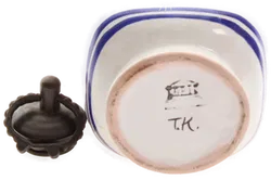 Vintage Keramikflasche von 1960 | Handbemalt | Studiokeramik T.K. | Florales Dekor & Stöpsel - Bild 4