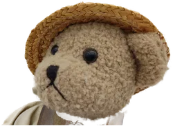 Teddy Bär mit Kleid und Strohhut Vintage - Bild 2