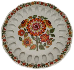 Vintage Dekoteller Aus Porzellan | Farbenfrohes Blumenmotiv – Vorschau 1
