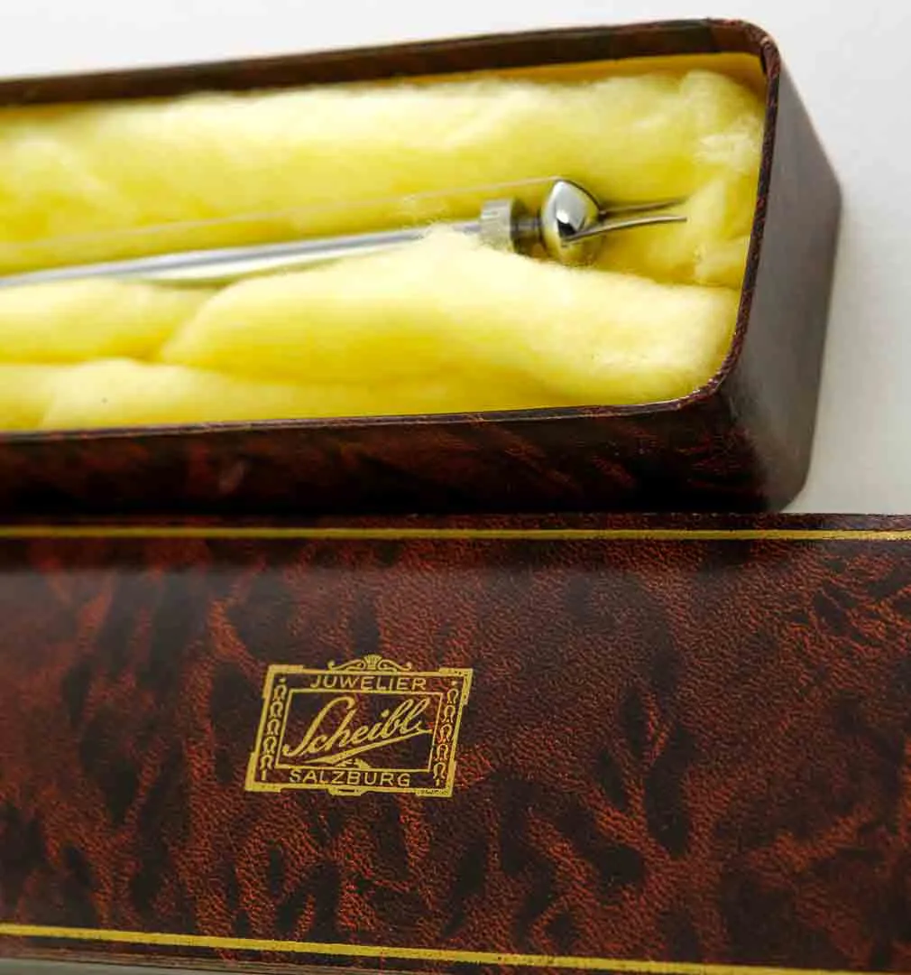 Sterling Denmark Käse‑Serviergabel 22,5 cm in Schachtel vom Juwelier Scheibl Käseschneider – Bild 2