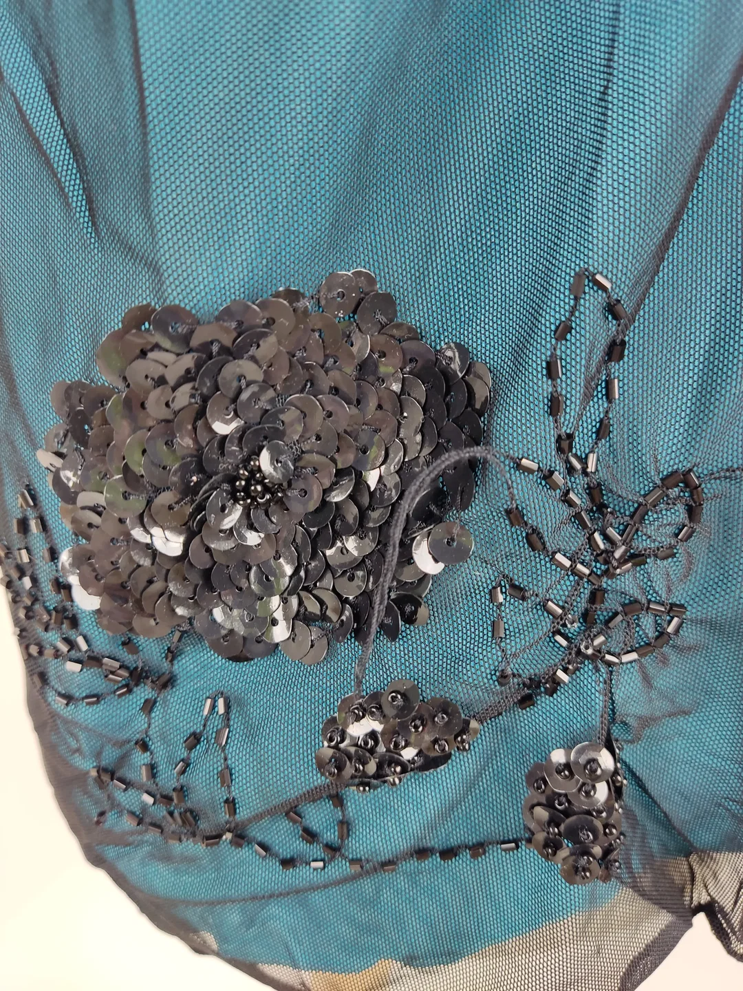 Exklusives Damen Top, Pik Ass, in schwarz/blau mit Pailletten, Gr. 46 – Bild 3