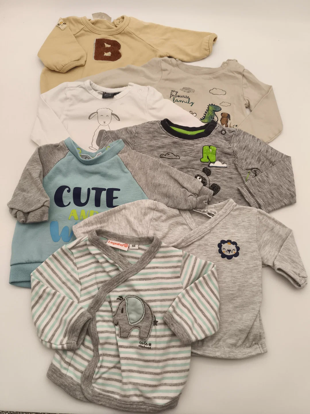 7-teiliges Set, Baby Shirt, langarm, Gr. 56 – Bild 1
