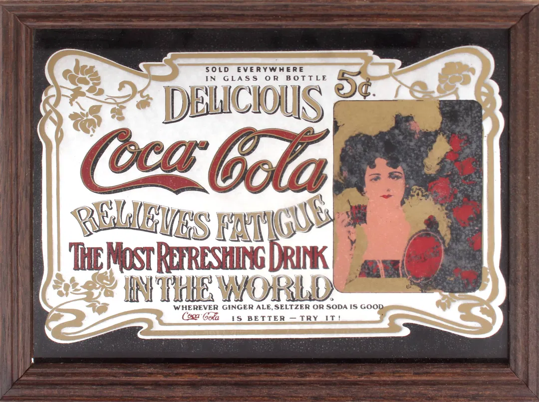 Coca-Cola Vintage Werbebild im Holzrahmen – Retro Deko – 23 × 17,5 cm - Bild 1