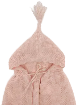 Vintage Baby Cape mit Kapuze, handgestrickt, pastellrosa - Bild 3