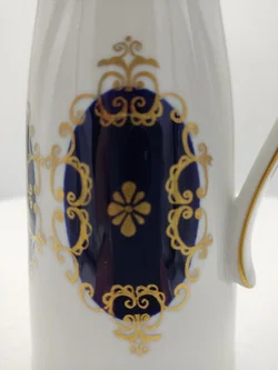 Porzellan Vase Echt Kobalt mit Gold von GDR 1762 | Unikat Henkelvase aus Thüringen  - Bild 7