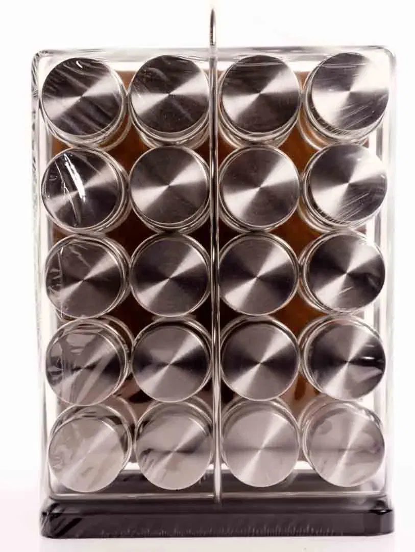 Gewürzregal mit 20 Gläsern im Ständer – OVP, Gläser je 10 cm, Regal ca. 21,5 x 29 cm - Bild 1