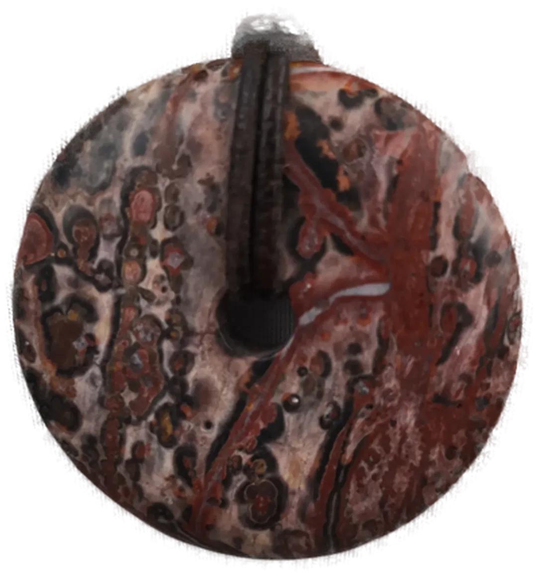 Schmuck, Kette, Donutanhänger Leoparden Jaspis mit Lederschnur, 4cm – Bild 1