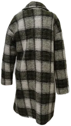 LCW Casual Outerware Damenmantel mit Wollanteil in olivgrün-weiß kariert, Größe 38 – Vorschau 2