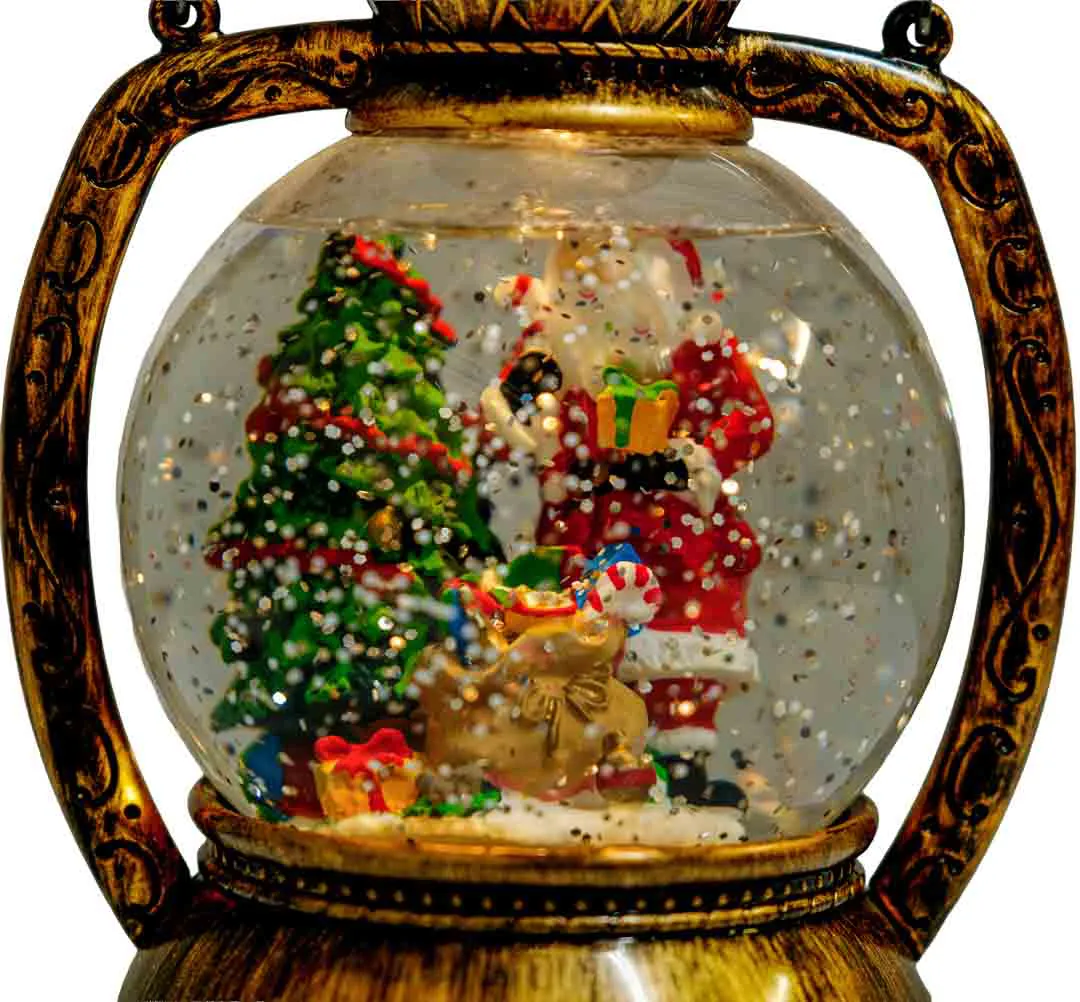 SchneekugelSchneekugel Weihnachtsmann mit LED-Beleuchtung – Laternen-Design –  – Bild 2