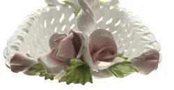 Porzellan Blumenkorb mit Rosen | Handarbeit | Made in Italy | ca. 30 x 27 cm - Bild 2