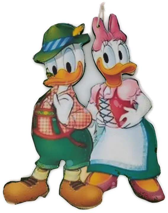 Donald & Daisy Deko / Print auf Holz dünn und leicht ca. 28cm  - Bild 1
