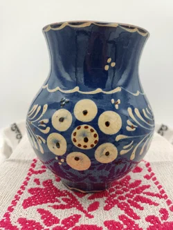 Keramikkrug blau mit Blumenmotiv | Landhaus - Bild 3