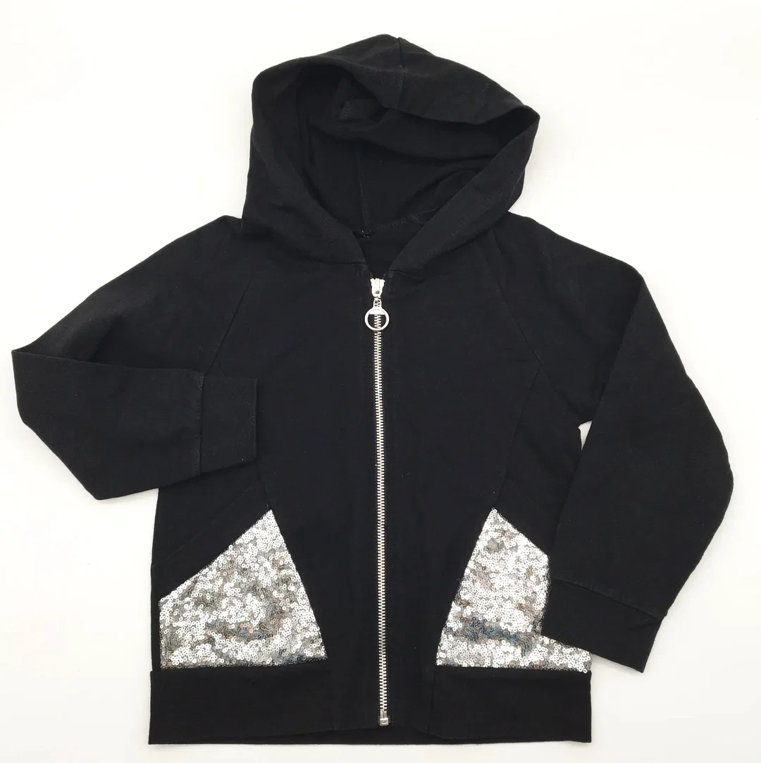 Kinder, Kapuzen Sweatjacke, schwarz  – Bild 1