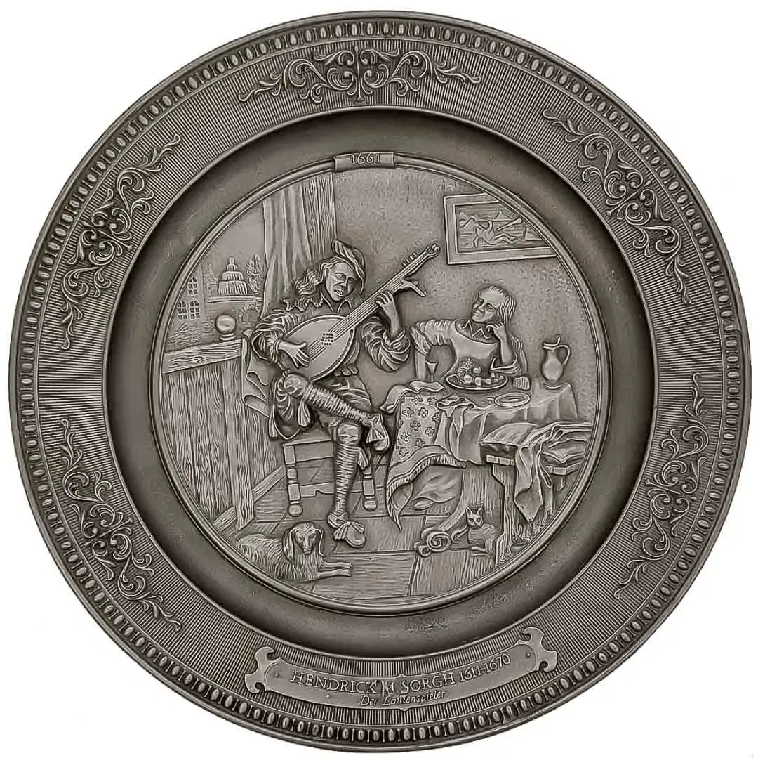 Vintage Wandteller / Dekoteller aus Zinn: Hendrick M. Sorgh 1611-1670 