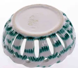 GMUNDNER KERAMIK grüngeflammt Durchbruchschale, Ø 13,5cm  - Bild 3