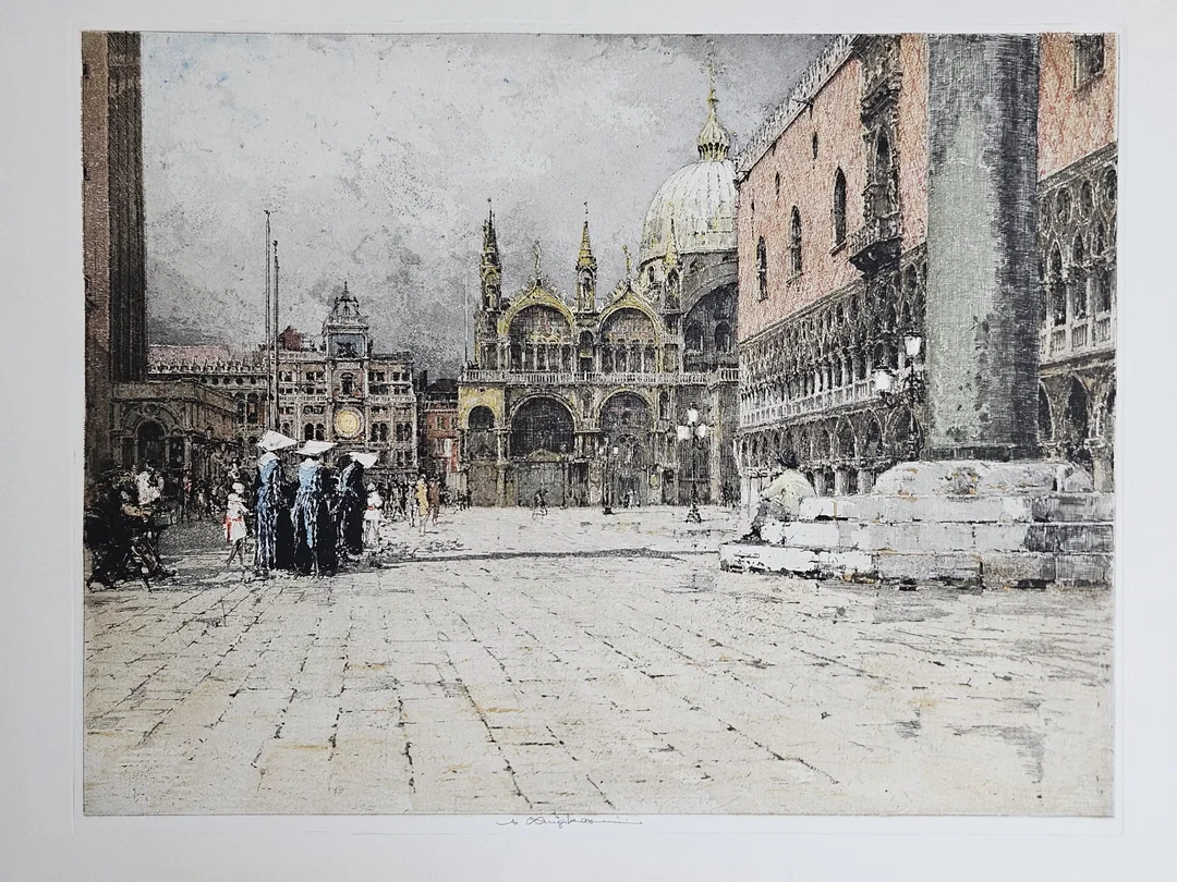 Piazzetta Venedig - Luigi Kasimir - Radierung in Farbe  – Bild 2