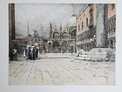 Piazzetta Venedig - Luigi Kasimir - Radierung in Farbe  – Vorschau 2