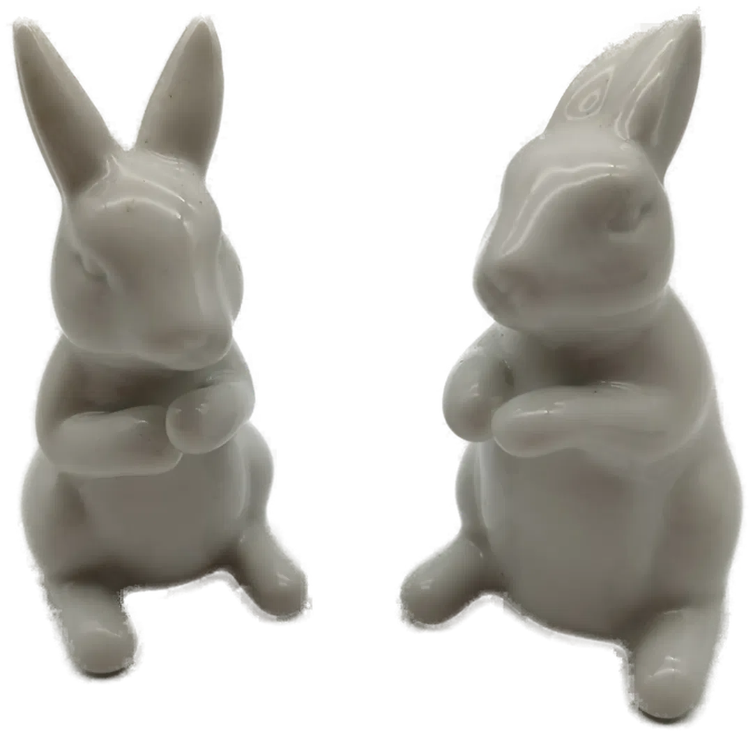 SET zweier Häschen Skulpturen - Oster-Deko - Bild 1