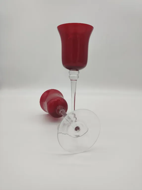 2 Kristall Wein- Wasser- Dekogläser rot beschichtet – Bild 3