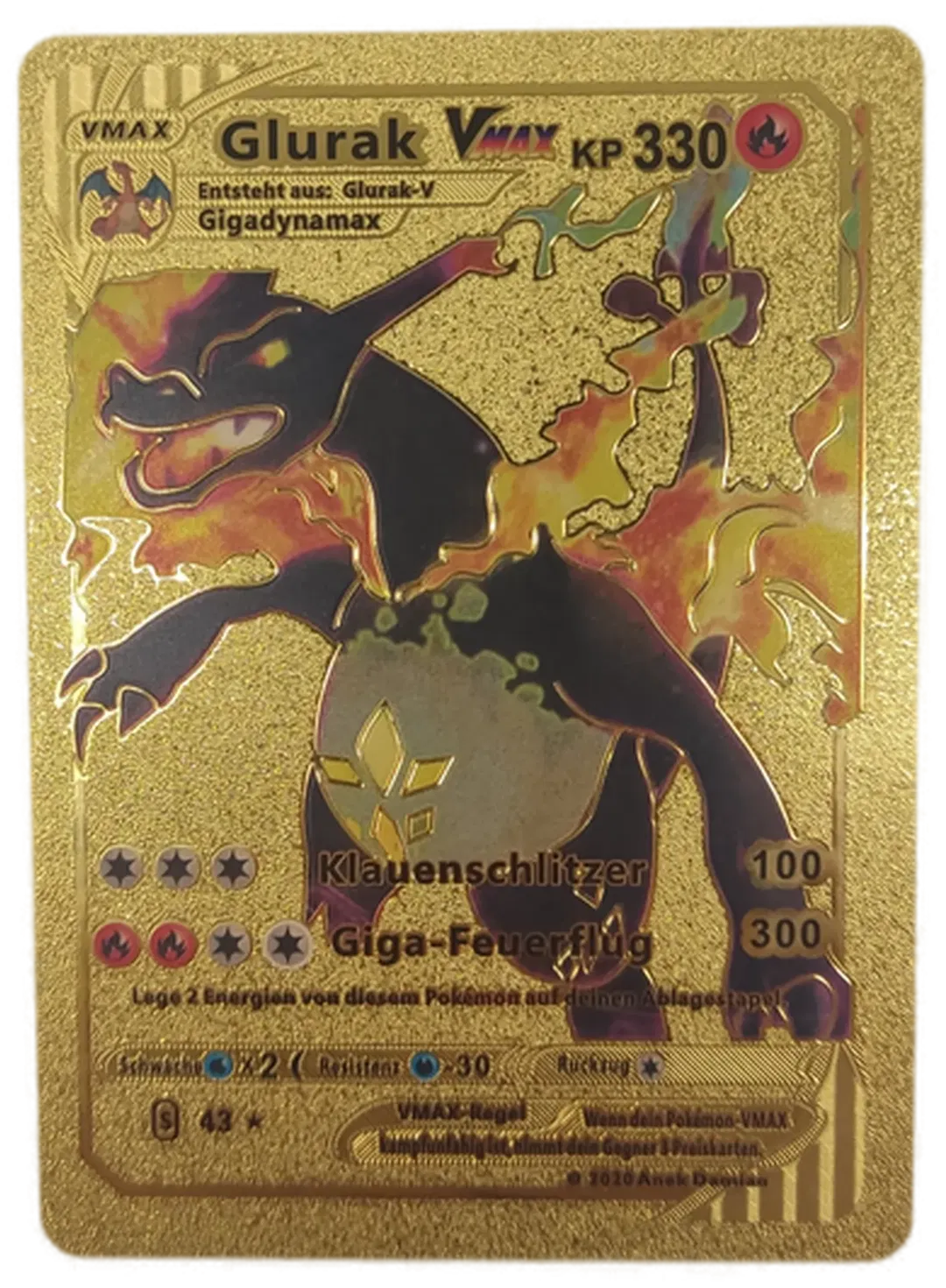 Pokémon Sammelkarte Goldfolie Glurak Vmax - Bild 1