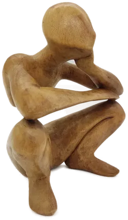 Holzfigur abstrakter Denker hockend bodyless Indonesien - Bild 2