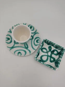 Gmundner Keramik - Kleines Set grüngeflammt, 3-teilig - Bild 2