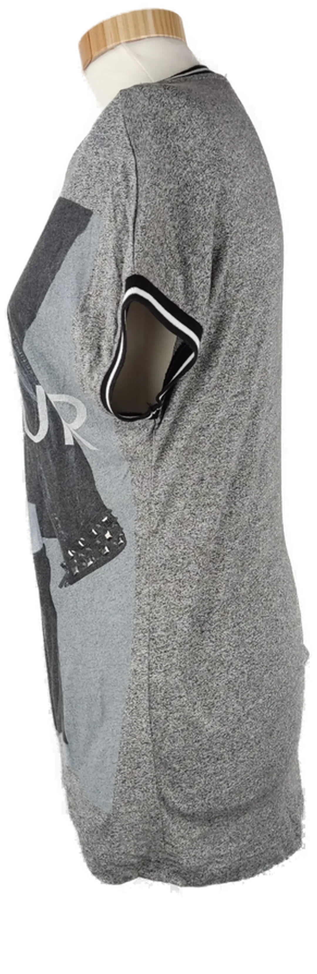 T-Shirt "Amisu", ärmellos mit Rundhalsausschnitt, graumeliert mit Aufdruck, Größe XS – Bild 2