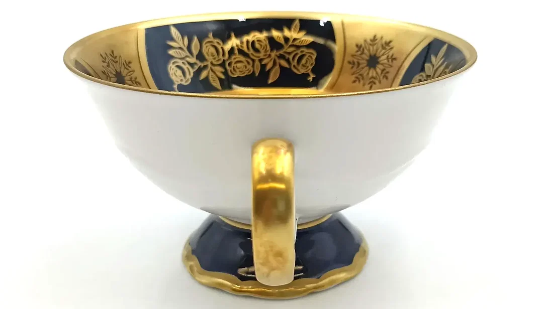 Sammeltasse Weimar Porzellan - "Dora" kobaltblau/gold 3-teilig – Bild 5