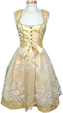 Alpin de luxe Damendirndl gelb/weiß Gr. XXS
